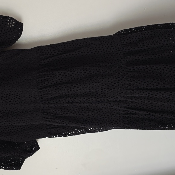 Everlane The Tiered Eyelet Dress Black Midi size S - Picture 7 of 8